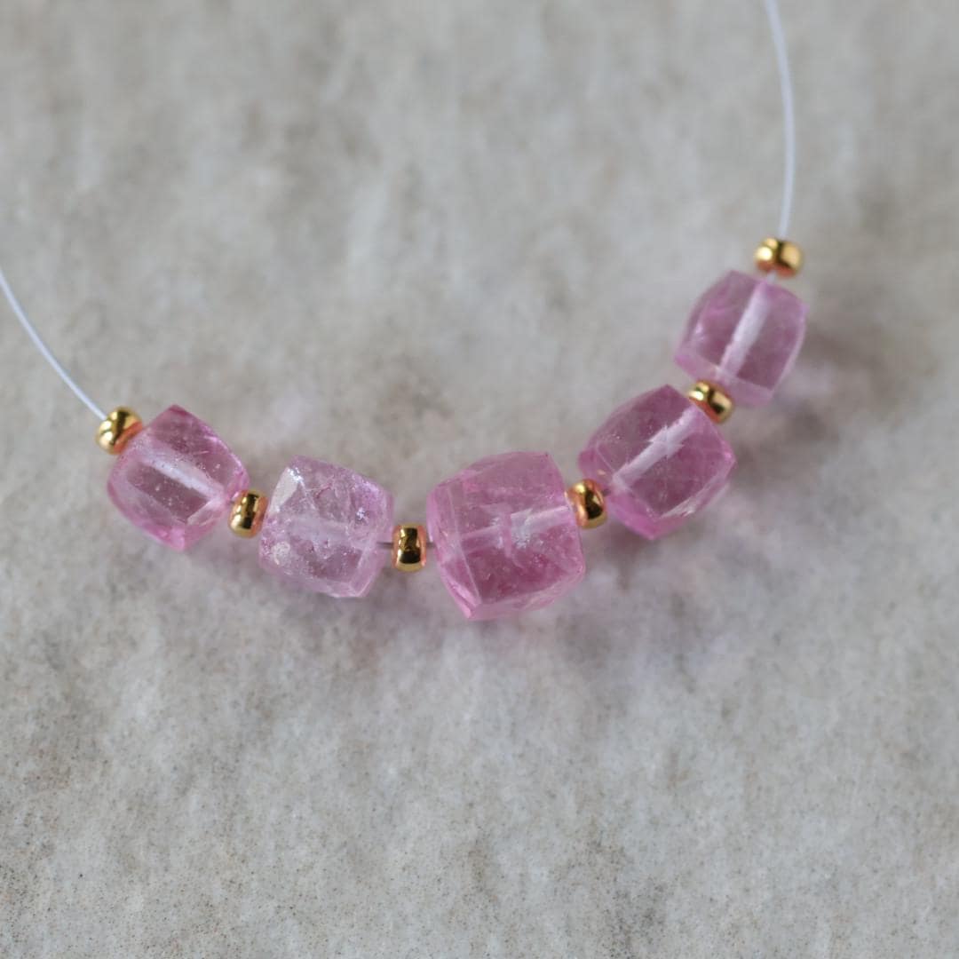 6mm Pink Topaz Faceted Cube Beads Natural Gemstones for DIY Jewelry Making Supplies Earrings