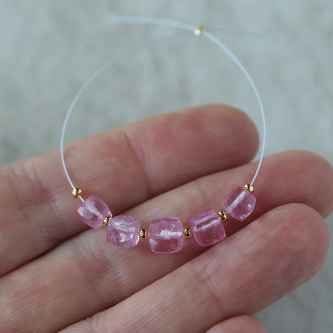 6mm Pink Topaz Faceted Cube Beads Natural Gemstones for DIY Jewelry Making Supplies Earrings