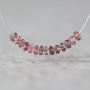 3mm Bio Tourmaline Beads Faceted Rondelles 1” Genuine Bi Color Pink Green Natural Gemstone for DIY Jewelry Making