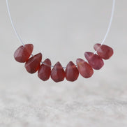 5mm Matte Mozambique Garnet Briolette Beads Smooth 8 Pcs Natural Gemstone DIY Jewelry Making Earrings Necklace January Birthstone