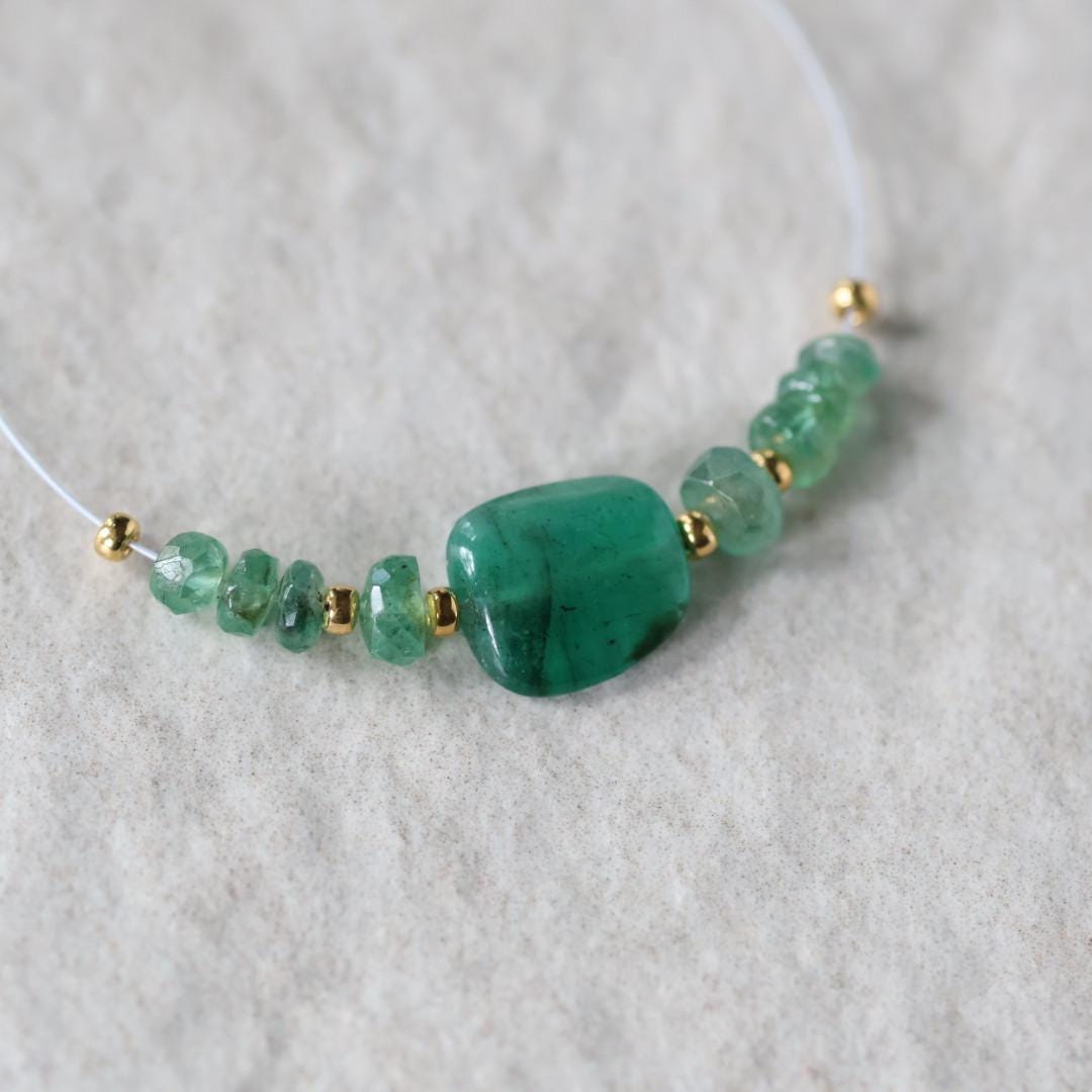 Natural Emerald Beads Smooth Nugget Stone Chunk Gemstone Faceted Rondelle Bead for DIY Jewelry Making