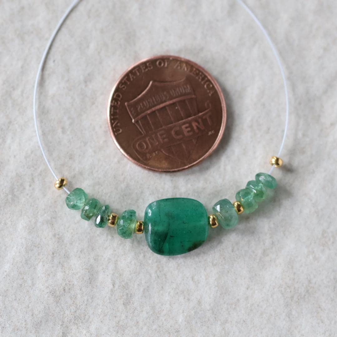 Natural Emerald Beads Smooth Nugget Stone Chunk Gemstone Faceted Rondelle Bead for DIY Jewelry Making