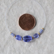 7mm AAA Tanzanite Beads Rondelle Smooth 4 Pcs Gemstone Beads for Silk Knotting Jewelry Making DIY Necklace Earrings