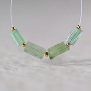 Green Tourmaline Tube Beads Sticks 2 PCs Genuine Gemstone Beads DIY Jewelry Making Gift October Birthstone