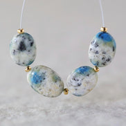 Genuine K2 Jasper Beads Smooth Oval Azurite in Granite Natural Gemstone For DIY Jewelry Making Supplies