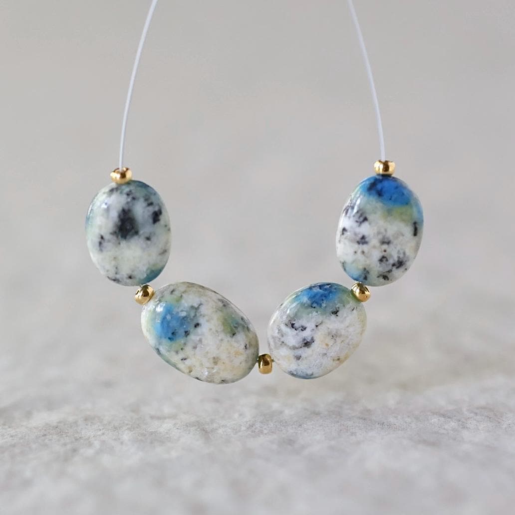 Genuine K2 Jasper Beads Smooth Oval Azurite in Granite Natural Gemstone For DIY Jewelry Making Supplies