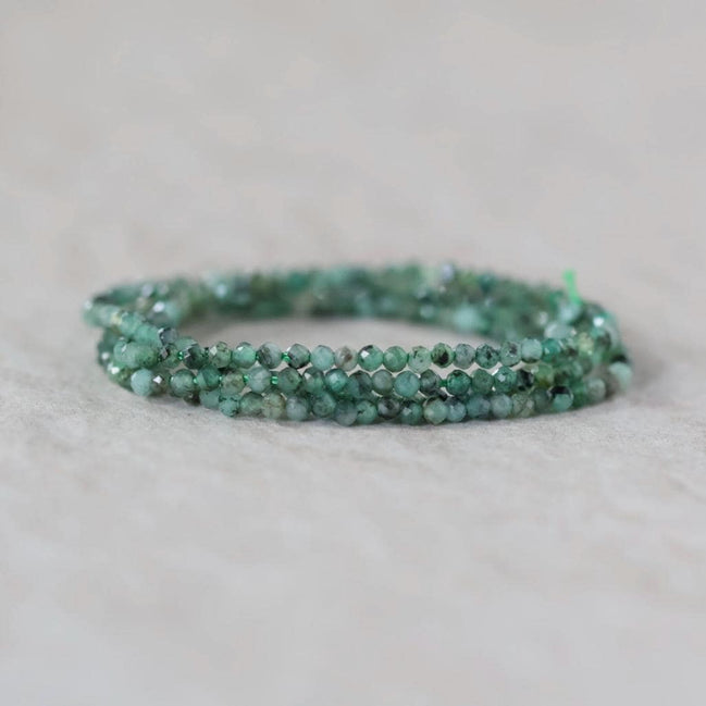 2mm Natural Emerald Beads Faceted Round 15” Raw Emerald Gemstone For FIY Jewelry Making Supplies Beading