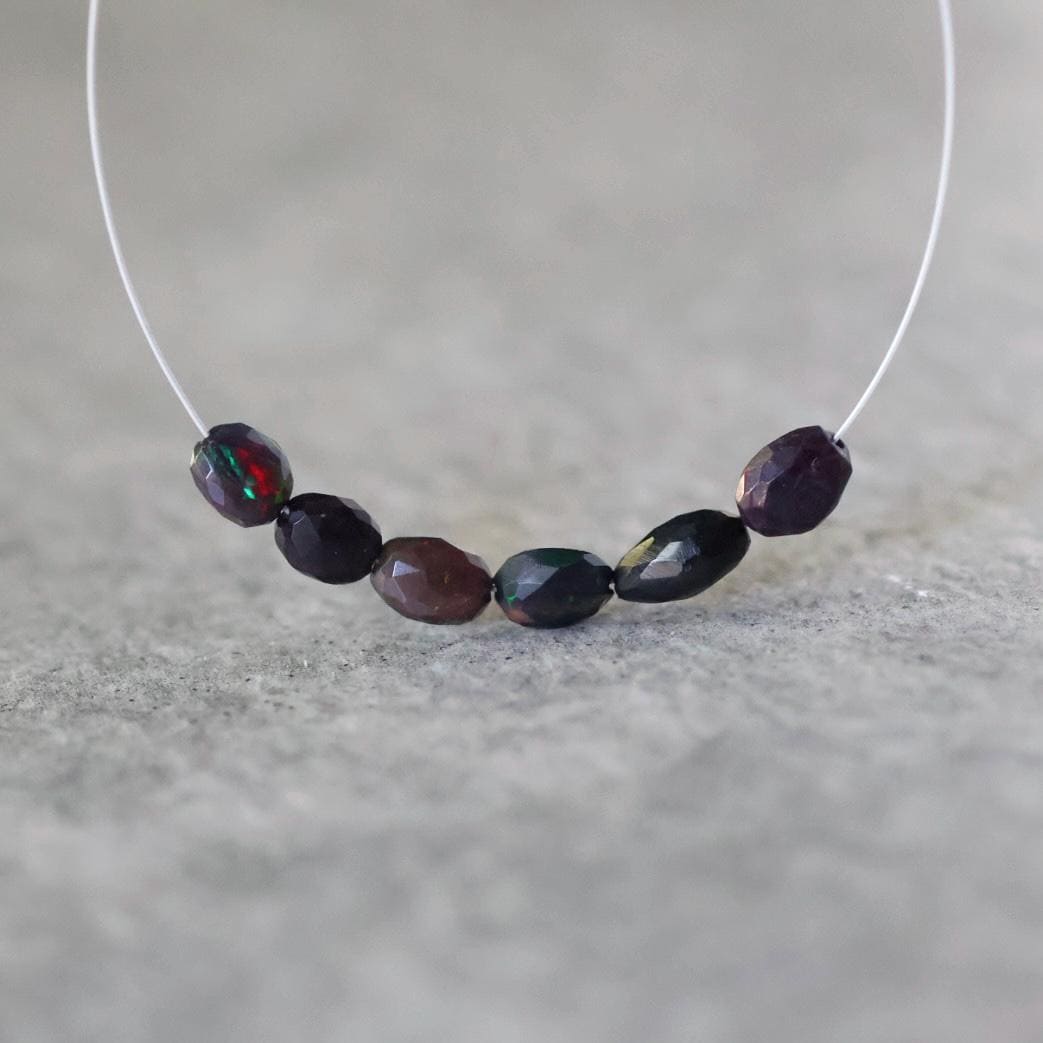 Tiny Black Ethiopian Opal Oval Beads Faceted Natural Welo Opal Genuine Bead DIY Jewelry Making Earrings Supplies