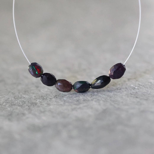 Tiny Black Ethiopian Opal Oval Beads Faceted Natural Welo Opal Genuine Bead DIY Jewelry Making Earrings Supplies