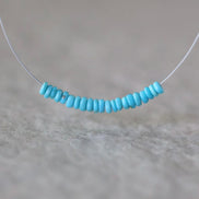 2.5mm Tiny Natural Sleeping Beauty Turquoise Rondelle Beads Smooth 1” Gemstone Beads DIY Jewelry Making December Birthstone