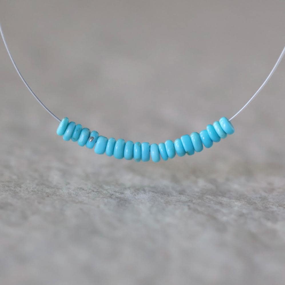 2.5mm Tiny Natural Sleeping Beauty Turquoise Rondelle Beads Smooth 1” Gemstone Beads DIY Jewelry Making December Birthstone