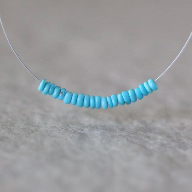 2.5mm Tiny Natural Sleeping Beauty Turquoise Rondelle Beads Smooth 1” Gemstone Beads DIY Jewelry Making December Birthstone