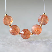 AAA Tanzanian Sunstone Coin Beads Faceted Genuine Gemstone 8mm Beads for DIY Jewelry Making Earrings Necklace Pendant
