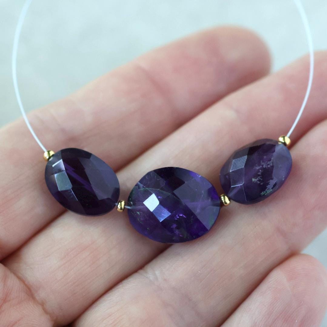 Large Natural African Amethyst Oval Beads Faceted 10-12mm Gemstone for DIY Jewelry Making Supplies