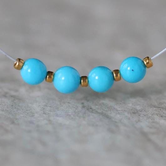 3.7mm Natural Sleeping Beauty Turquoise Beads Smooth Round Genuine Gemstone Beads DIY Jewelry Making Supplies
