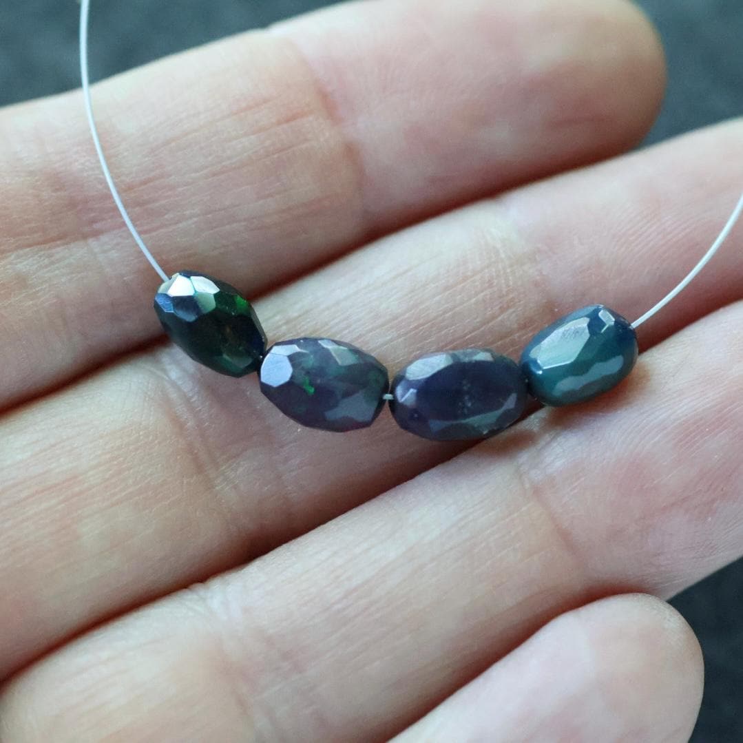 Black Ethiopian Opal Oval Beads Faceted Natural Welo Opal Genuine Bead DIY Jewelry Making Earrings Supplies