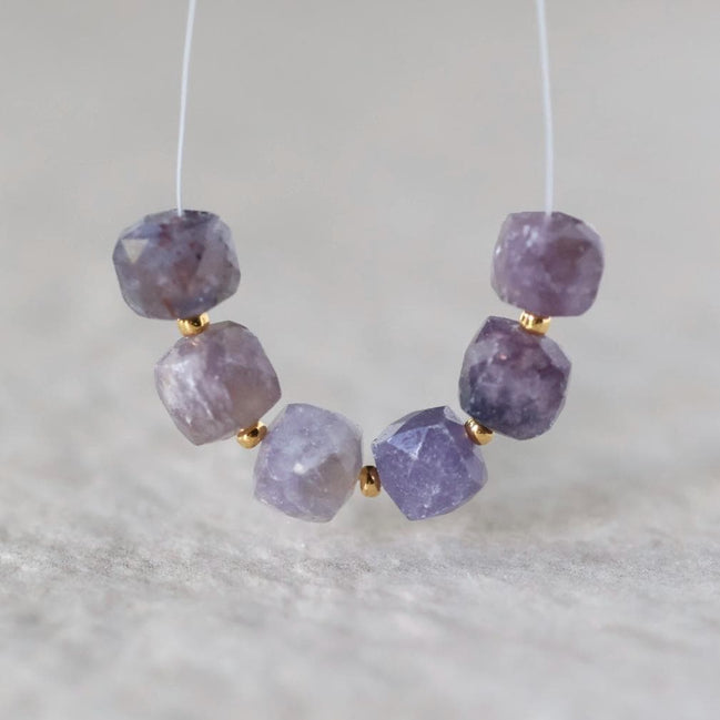 7mm AAA Lepidolite Faceted Cube Beads Natural Purple Gemstone DIY Jewelry Making Supplies