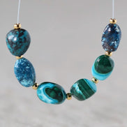 Natural Malachite Chrysocolla Oval Beads Smooth 5x8mm Genuine Malacholla Nuggets Gemstone for DIY Jewelry Making