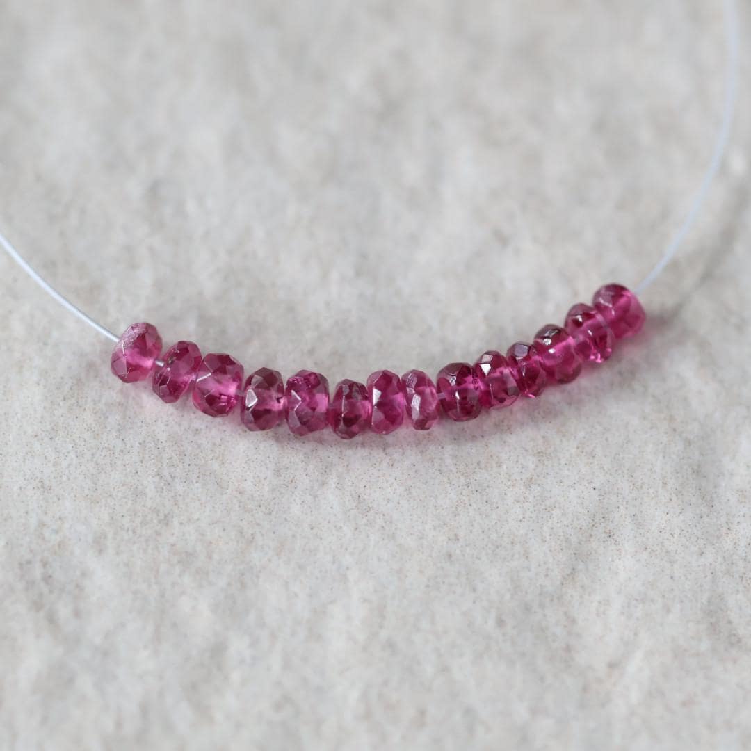 3mm AAA Rubellite Rondelle Beads Faceted Pink Tourmaline 1” Natural Gemstone for DIY Jewelry Making