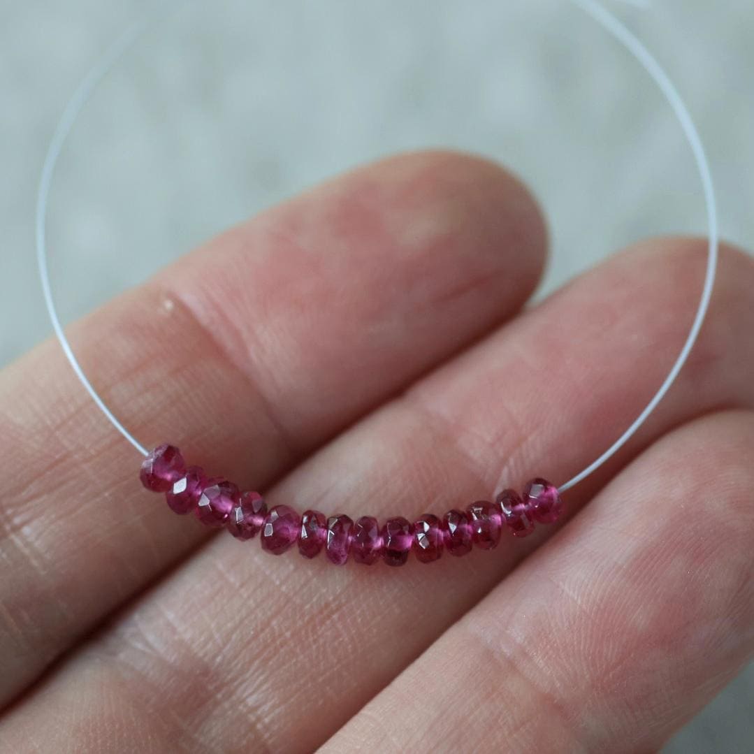 3mm AAA Rubellite Rondelle Beads Faceted Pink Tourmaline 1” Natural Gemstone for DIY Jewelry Making