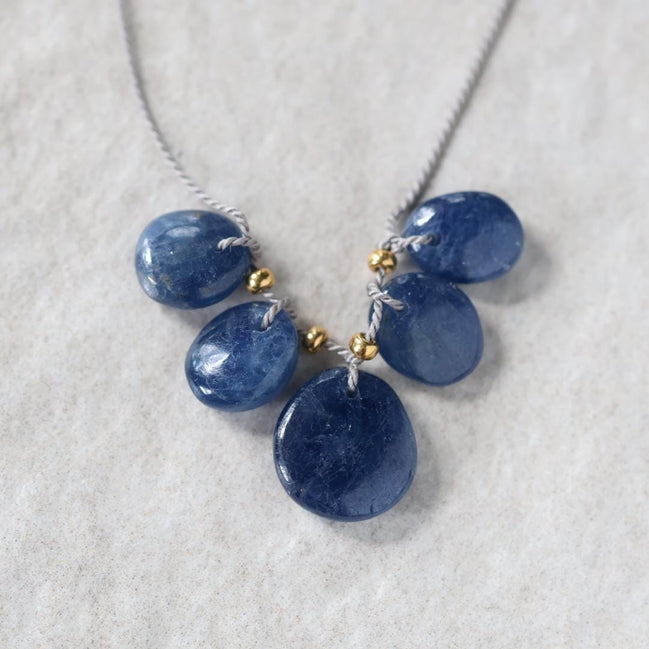 Natural Blue Sapphire Oval Beads Smooth Flat Top Drilled Briolettes 5 PCs 6-10mm Drops Genuine Gemstone DIY Jewelry Making