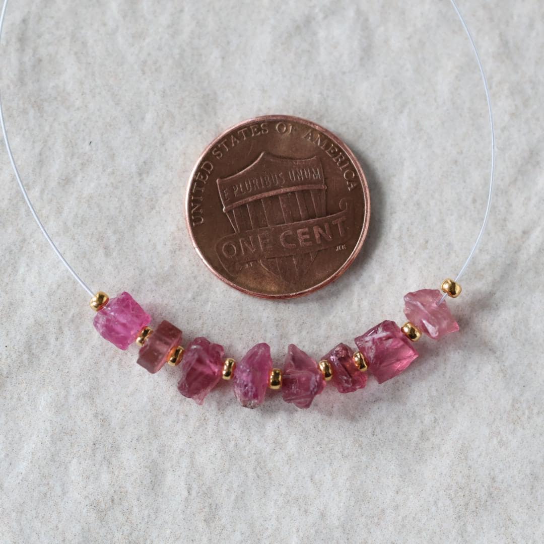 Pink Tourmaline Beads Raw Rough Nuggets 8 PCs Genuine Gemstone Beads DIY Jewelry Making Gift October Birthstone