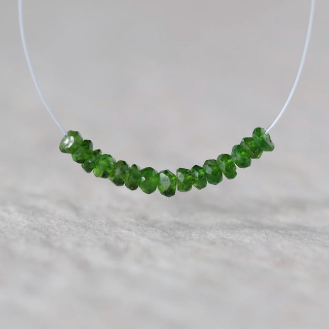 3mm AAA Chrome Green Tourmaline Smooth Rondelle Beads 1” Gem Quality Natural Gemstone for DIY Jewelry Making