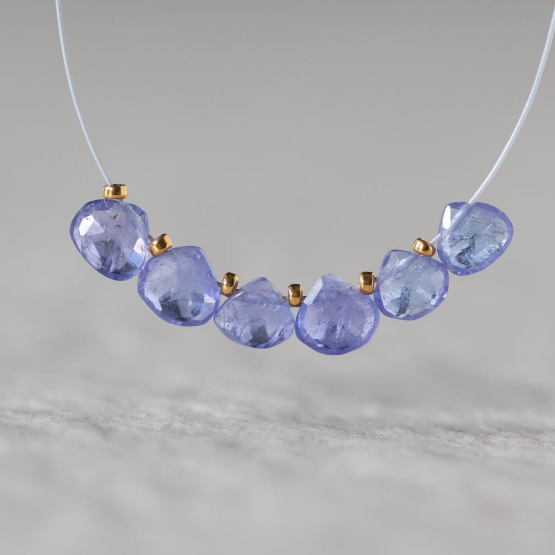 Tiny 5mm AAA Tanzanite Briolette Beads 6 Pcs Natural Purple Gemstone for DIY Jewelry Making Necklace Earrings