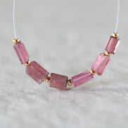 Pink Tourmaline Tube Beads Sticks 6 PCs Natural Gemstone for DIY Jewelry Making Supplies Earrings