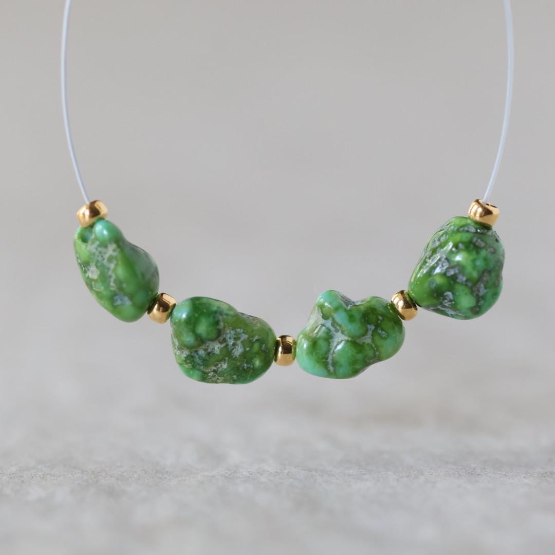 Rare Vivid Sonoran Gold Turquoise Nugget Beads Smooth 6-7mm 4 PCs Natural Mexican Turquoise Green Gemstone DIY Jewelry Making