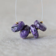 11mm Large AAA Russian Charoite Beads Smooth Rondelle 4 Pcs Natural Gemstone for DIY Jewelry Making Supplies Earrings
