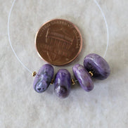 11mm Large AAA Russian Charoite Beads Smooth Rondelle 4 Pcs Natural Gemstone for DIY Jewelry Making Supplies Earrings