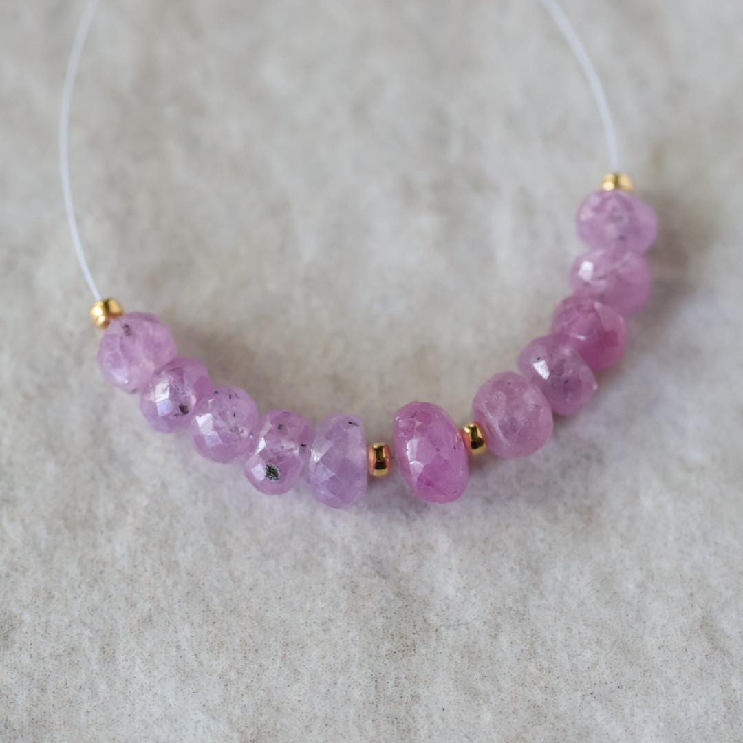 6-5mm Natural AAA Myanmar Pink Sapphire Beads Faceted Rondelle 11 PCs Gemstone for DIY Jewelry Making Supplies