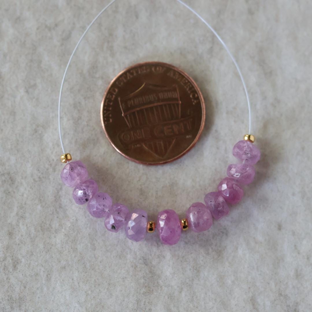 6-5mm Natural AAA Myanmar Pink Sapphire Beads Faceted Rondelle 11 PCs Gemstone for DIY Jewelry Making Supplies