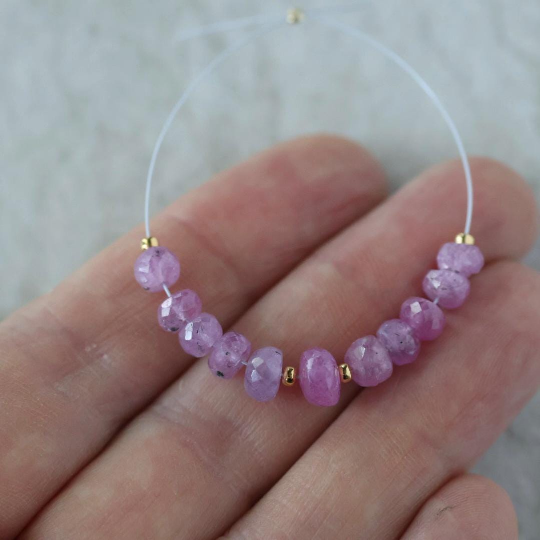 6-5mm Natural AAA Myanmar Pink Sapphire Beads Faceted Rondelle 11 PCs Gemstone for DIY Jewelry Making Supplies