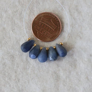 Natural Blue Sapphire Matte Briolette Beads Teardrops Drops 5x9mm 5 PCs Raw Sapphire Gemstone for DIY Jewelry Making