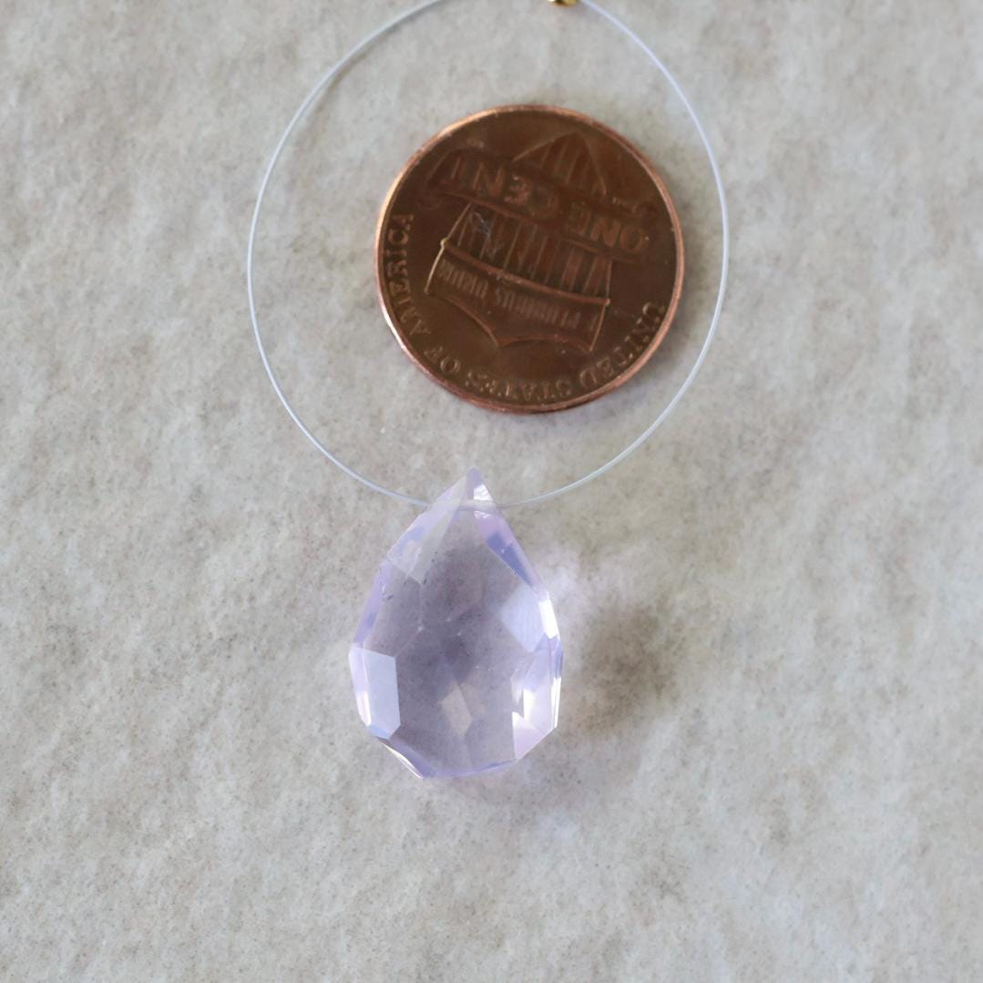 17mm Natural Scapolite Briolette Bead Faceted Teardrop Drop Lavender Quartz Gemstone for DIW Jewelry Making