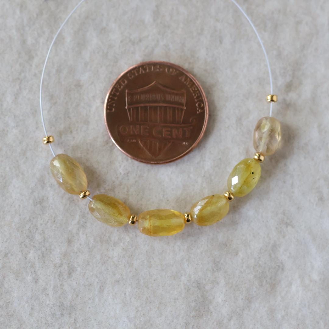 Yellow Sapphire Bead Oval Faceted 5x7mm Nugget Stone Chunk Gemstone Bead for Jewelry Making Beading Craft Gift Bead