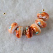 Large 10mm Spiny Oyster Bead with Turquoise Inlay Heishi Beads Natural Shell for DIY Jewelry Making Supplies