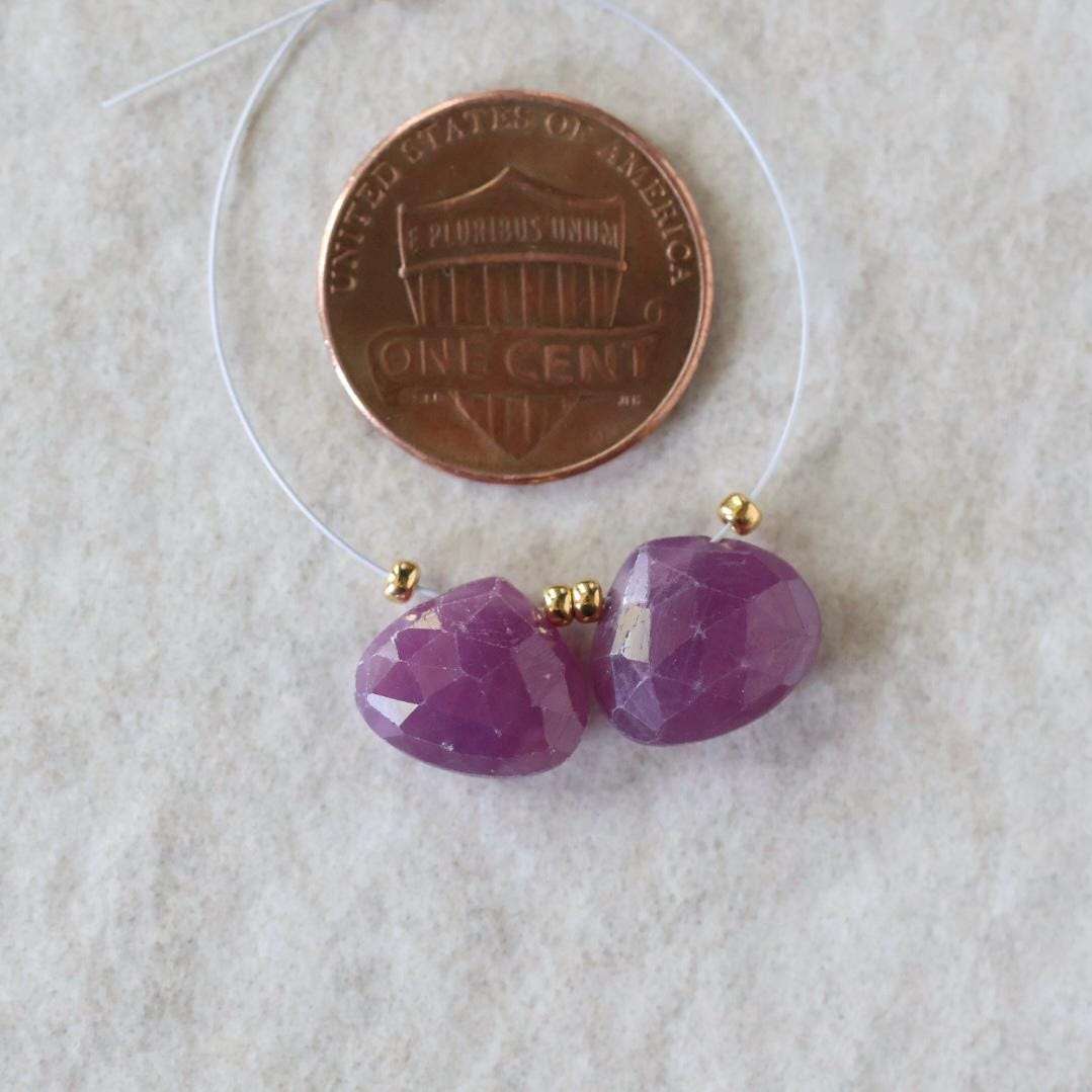 Natural Ruby Briolette Beads Faceted Heart Shape Drop 9 Genuine Untreated Ruby for DIY Jewelry Making