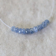 3.5-4mm Natural Burmese Blue Sapphire Beads Faceted Rondelle 1” Genuine Gemstone Beads for DIY Jewelry Making Supplies