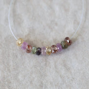 4mm Natural Multi Sapphire Beads Faceted Rondelle 1” Colorful Sapphire Gemstone for DIY Jewelry Making