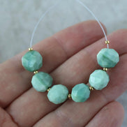 9mm Peruvian Green Opal Coin Beads Faceted 6 Pcs Natural Gemstone for DIY Jewelry Making Supplies