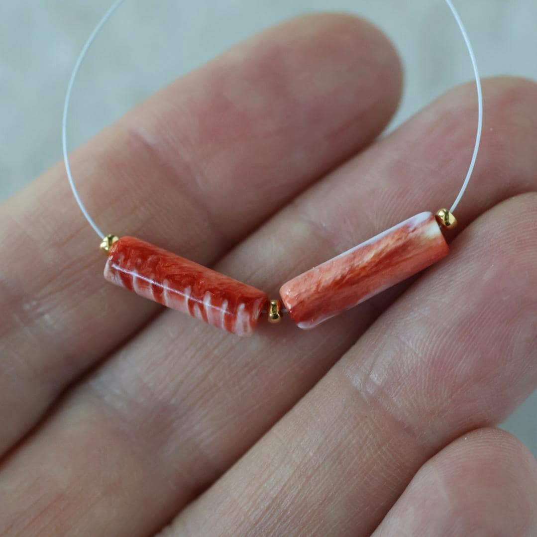 Natural Spiny Oyster Shell Tube Bead Smooth Natural Shell Accent Beads for DIY Jewelry Making