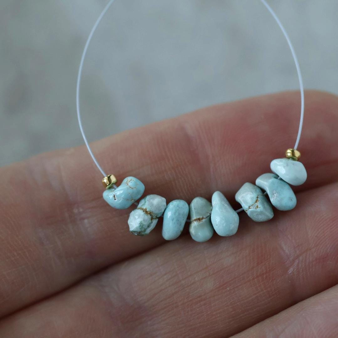 Rare Ice Blue Lone Mountain Turquoise Nugget Beads Smooth 5-6mm 8 PCs Nevada Turquoise Gemstone Beads DIY Jewelry Making