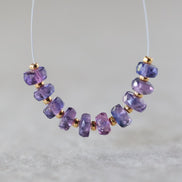 5mm Purple Sapphire Beads Rondelle 10 PCs Faceted Genuine Gemstone Beads Jewelry Making Gift September Birthstone
