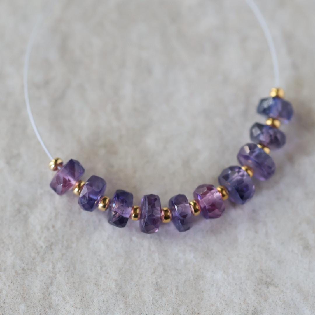 5mm Purple Sapphire Beads Rondelle 10 PCs Faceted Genuine Gemstone Beads Jewelry Making Gift September Birthstone