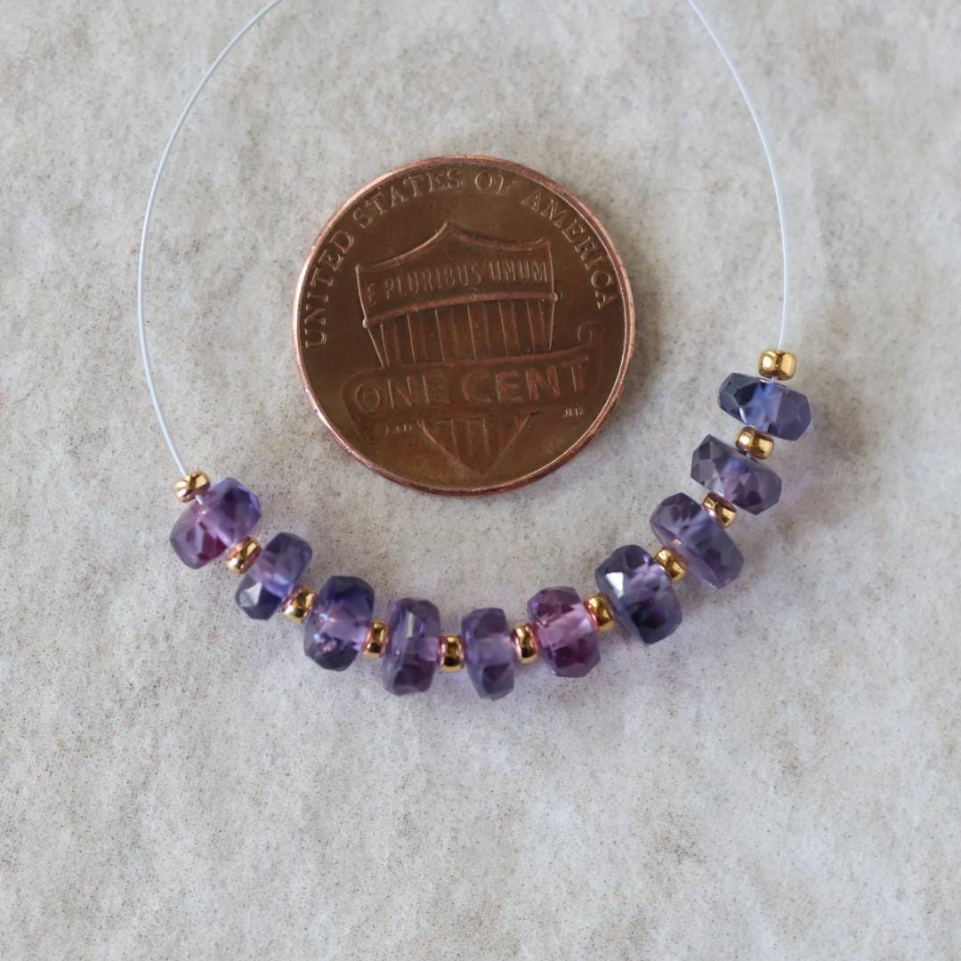 5mm Purple Sapphire Beads Rondelle 10 PCs Faceted Genuine Gemstone Beads Jewelry Making Gift September Birthstone