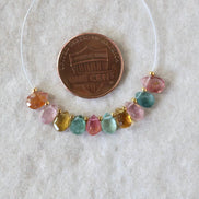 6mm Multi Color Tourmaline Briolette Beads Faceted Teardrops Drops 10 PCs Natural Gemstone for DIY Jewelry Making