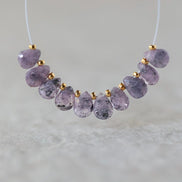 Tiny Natural Purple Sapphire Beads Faceted Briolettes Teardrops Drops 10 Pcs 5-6mm Gemstone for DIY Jewelry Making